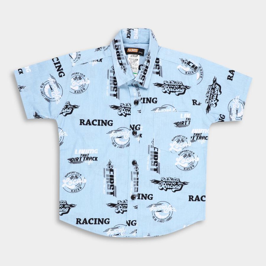 Boys' Cotton Casual Shirt, हल्का नीला, large image number null