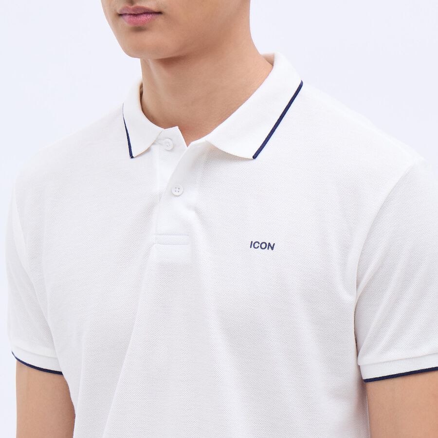 Men's Bright Eggshell White Polo Neck Polo Tee Shirt, White, large image number null
