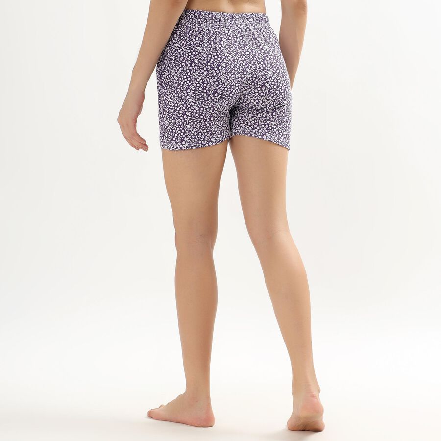 Women's Deep Purple Floral Printed Shorts, Purple, large image number null