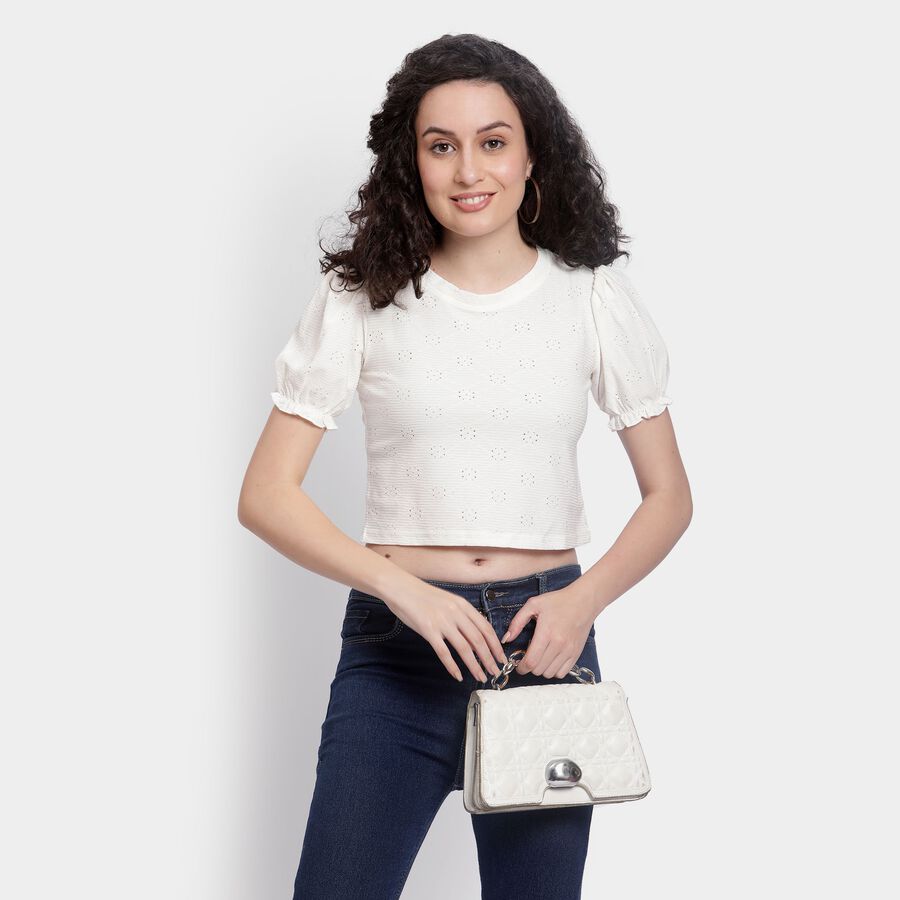 Ladies'  Crop  Top, ऑफ व्हाइट, large image number null