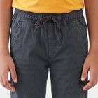Boys' Dark Grey Drawstring Jeans, गहरा ग्रे, small