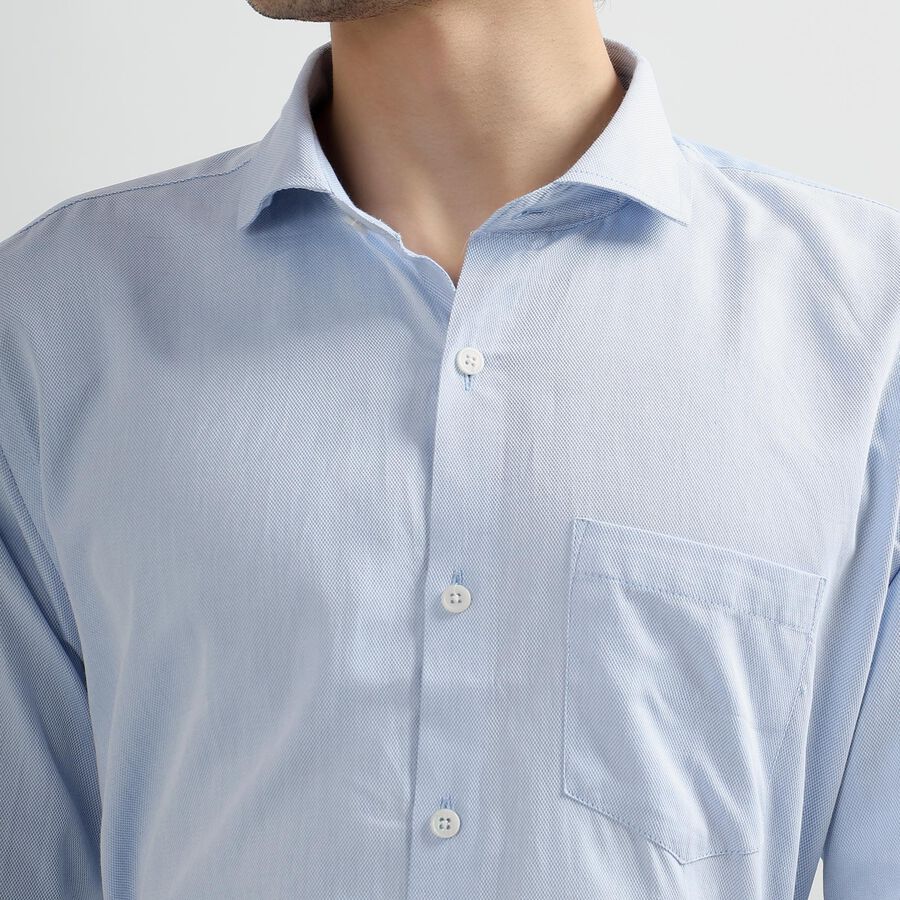 Men's Light Powder Blue Cotton Cut Away Collar Slim Fit Shirt, Light Blue, large image number null