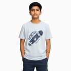 Boys Light Blue Crew Neck Casual Half Sleeve T-Shirt, हल्का नीला, small image number null