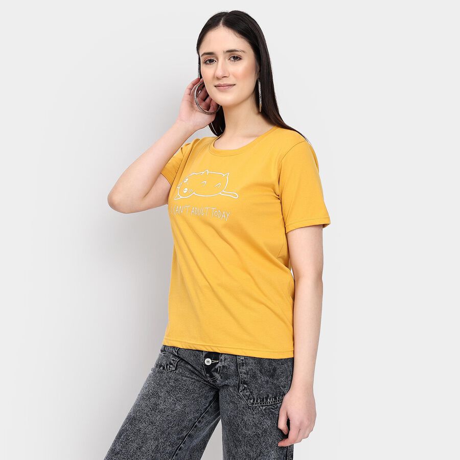 Ladies' Round Neck T-Shirt , Mustard, large image number null