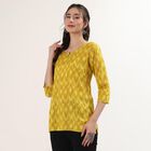 Women's Yellow Notch Neck Floral Printed Kurti, Yellow, small