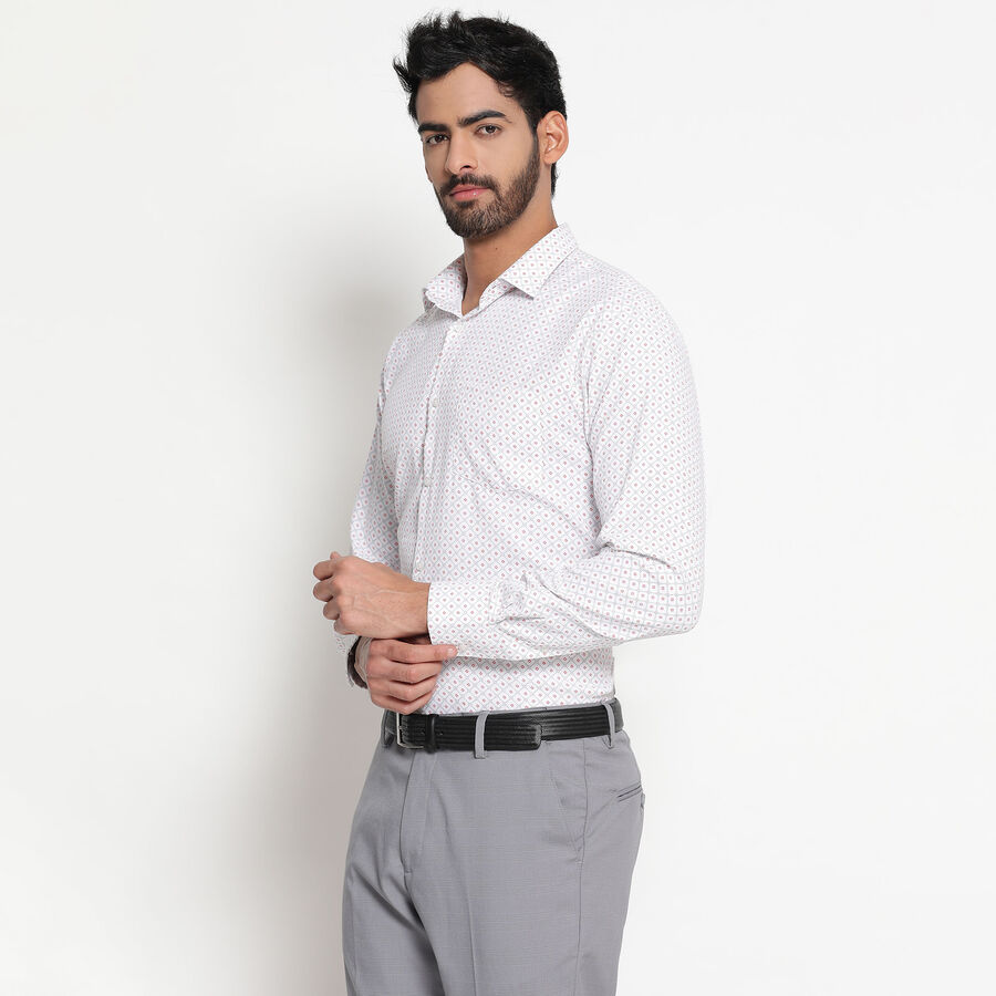 Printed Formal Shirt, Off White, large image number null
