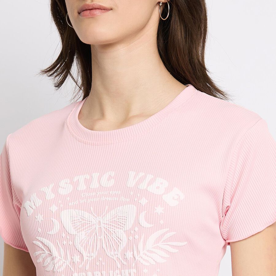 Ladies' Round Neck T-Shirt , Light Pink, large image number null