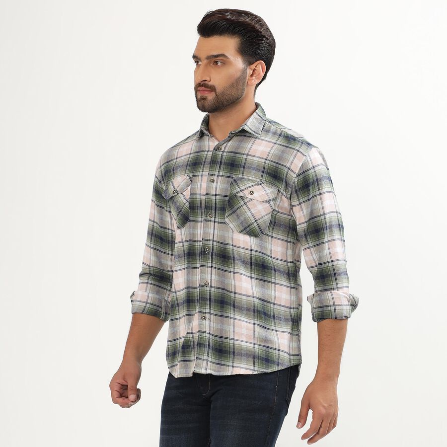 Men's Muted Sage Green Classic Casual Shirt, गहरा हरा, large image number null