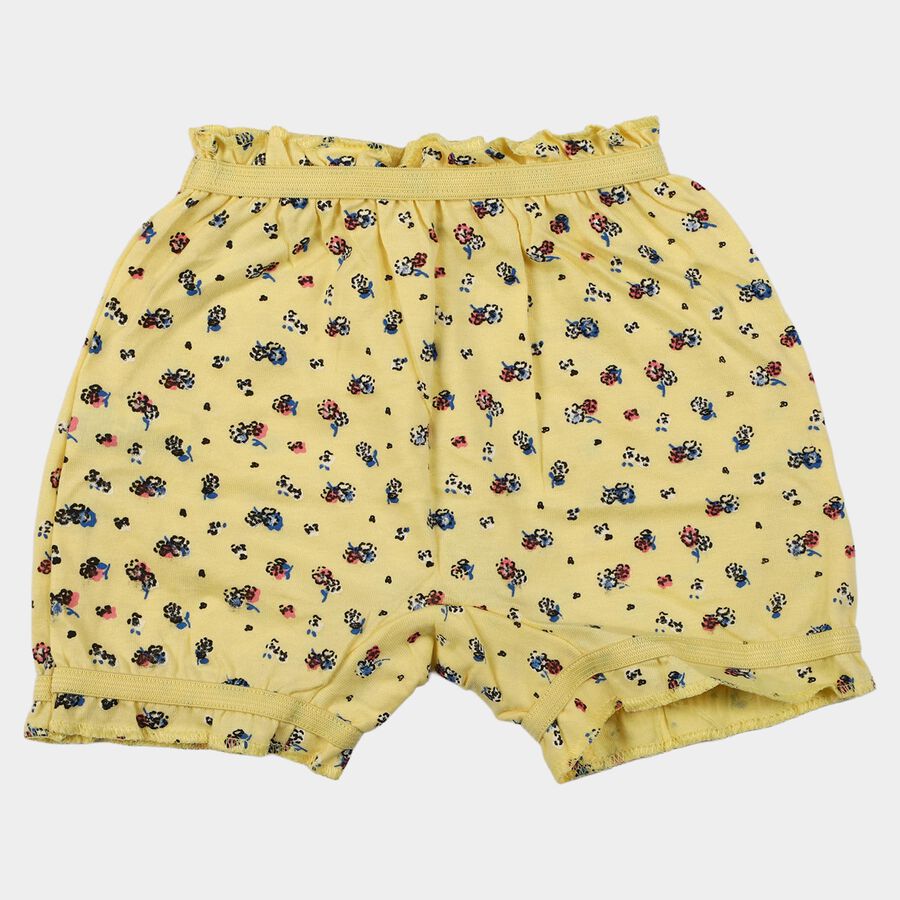 Girls Yellow Regular Fit Floral Printed Bloomer Shorts, Yellow, large