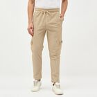 Men's Light Beige Cargo Jogger, गहरा पीला, small