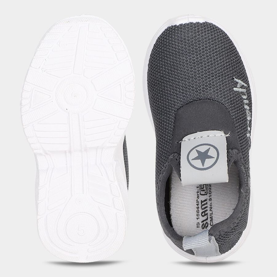 Boys' Grey Slip-On Casual Sneakers, ग्रे, large