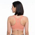 Women's Coral Scoop Neck Sports Bra, Coral, small
