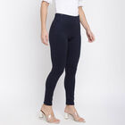Solid High Rise Skinny Trousers, Navy Blue, small image number null