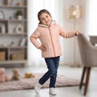 Girls' Pink Hooded Puffer Jacket, Light Pink, small