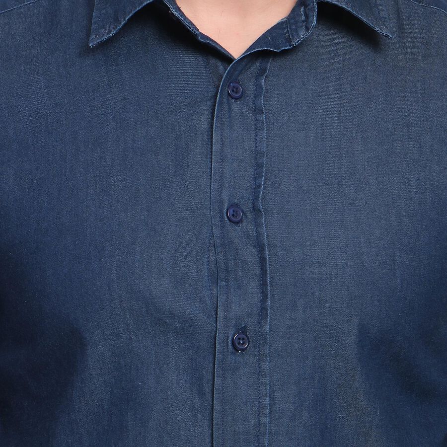 Men's 100% Cotton Casual Shirt , Mid Blue, large image number null