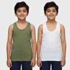 Boys' Multicolour Cotton Round Neck Casual Vest, हल्का हरा, small