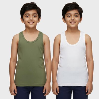 Boys' Multicolour Cotton Round Neck Casual Vest