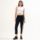 Women's Jet Black Regular Fit Side-Striped Track Pants, Black, small image number null