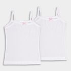 Girls' 100% Cotton Vest (Pack of 2), White, small image number null