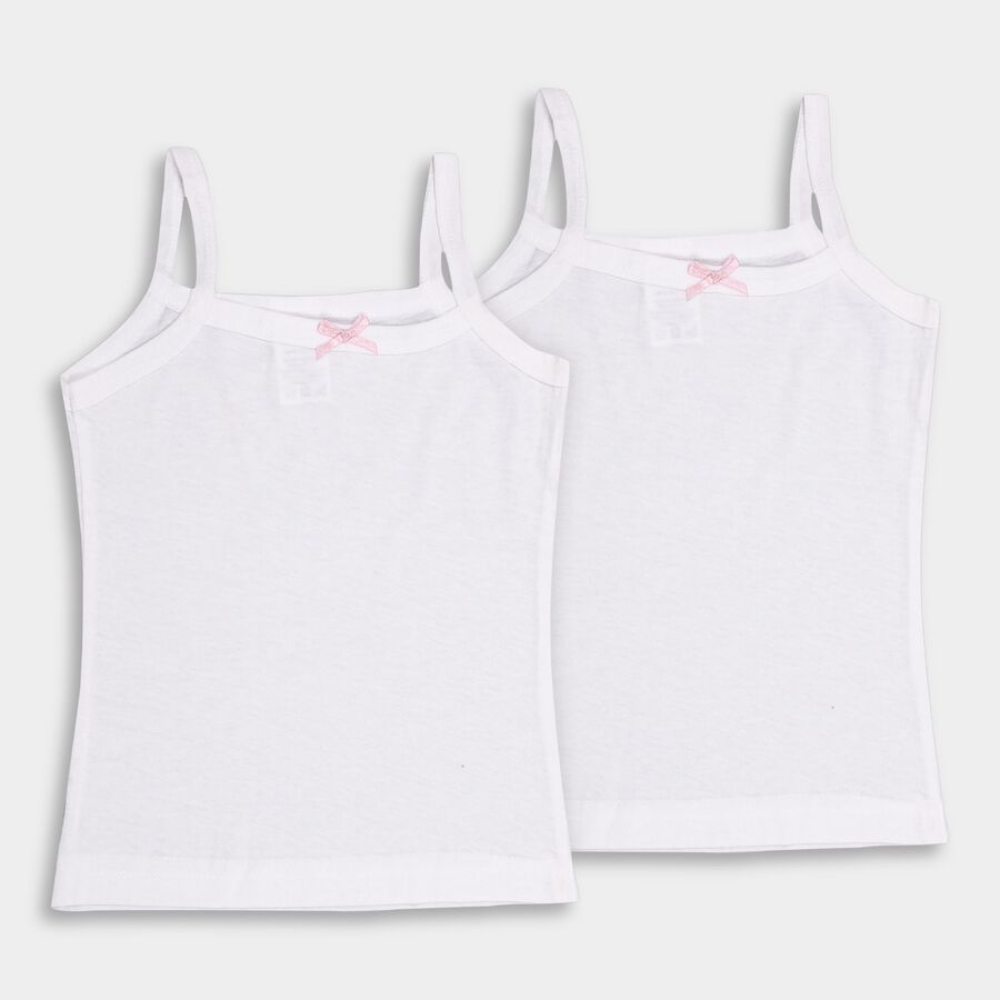 Girls' 100% Cotton Vest (Pack of 2), White, large image number null