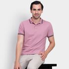 Men's Collared Half Sleeves T-Shirt, गुलाबी, small image number null