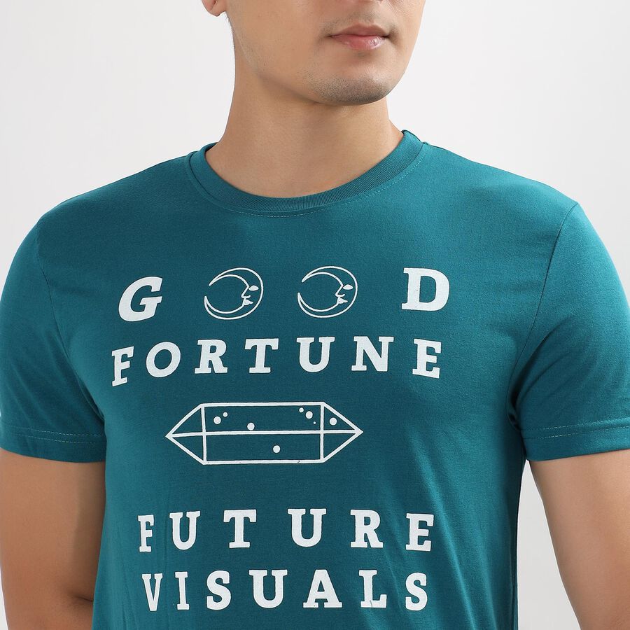 Men's Round Neck Half Sleeves T-Shirt , Teal Blue, large image number null