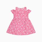 Girls' Bright Pink Butterfly Print Cold-Shoulder A-Line Frock, Pink, small image number null