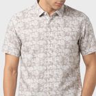Men's Peach Cotton Floral Casual Shirt, Peach, small