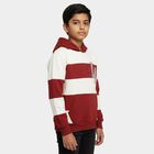 Boys Rich Maroon and White Hooded Neck Striped Sweatshirt, मरून, small image number null