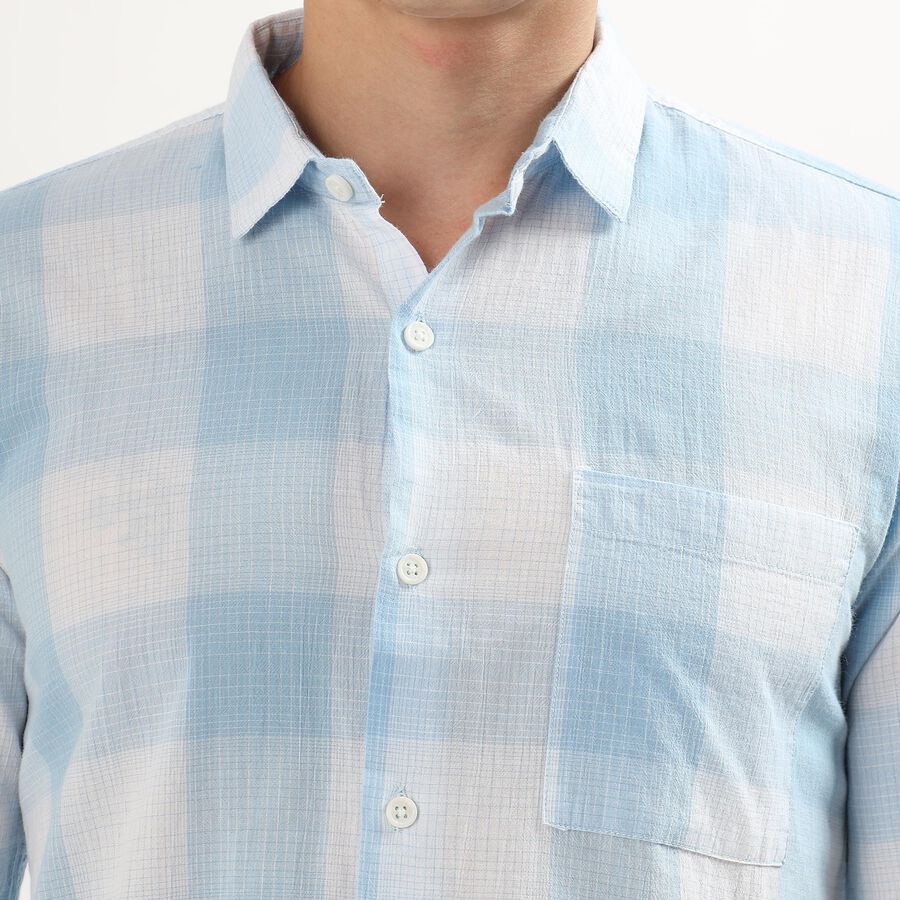 Men's Light Blue Cotton Regular Collar Casual Shirt, Light Blue, large image number null