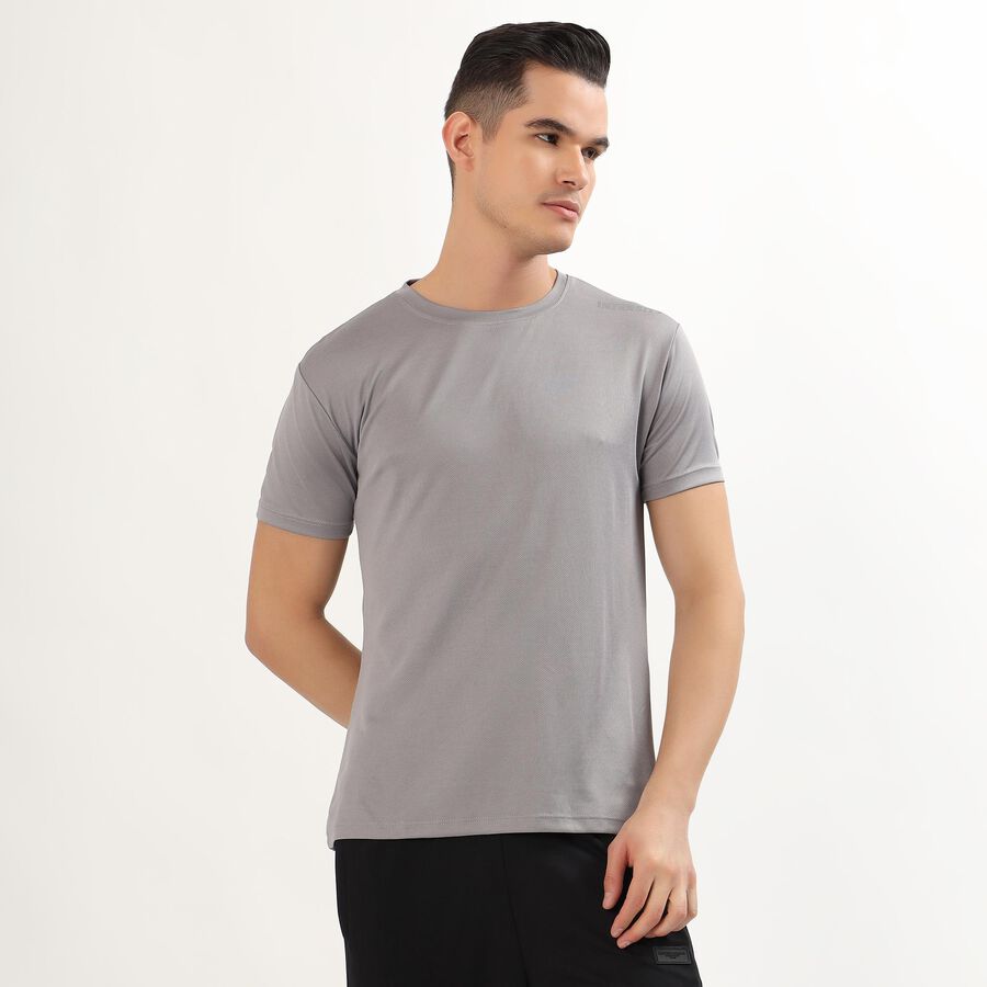 Men's Muted Grey Crew Neck Athleisure T-Shirt, Dark Grey, large image number null