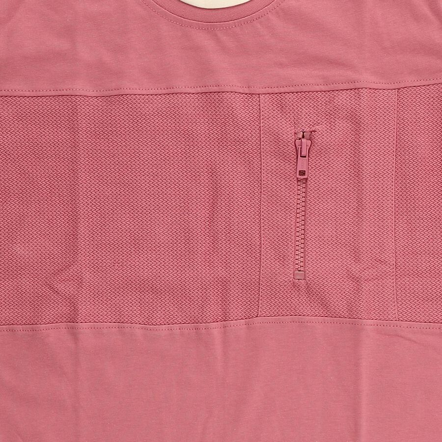 Boys Bright Pink Round Neck Casual T-Shirt, Pink, large