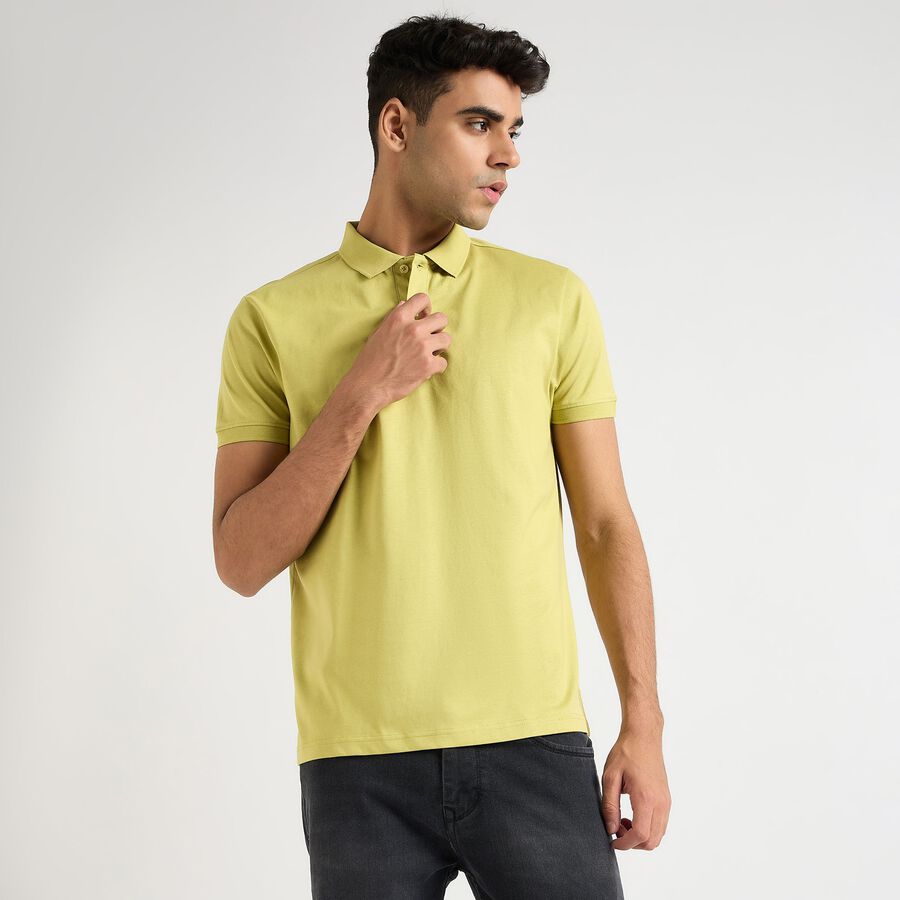 Men's 100% Cotton Collared Half Sleeves T-Shirt, हल्का हरा, large image number null