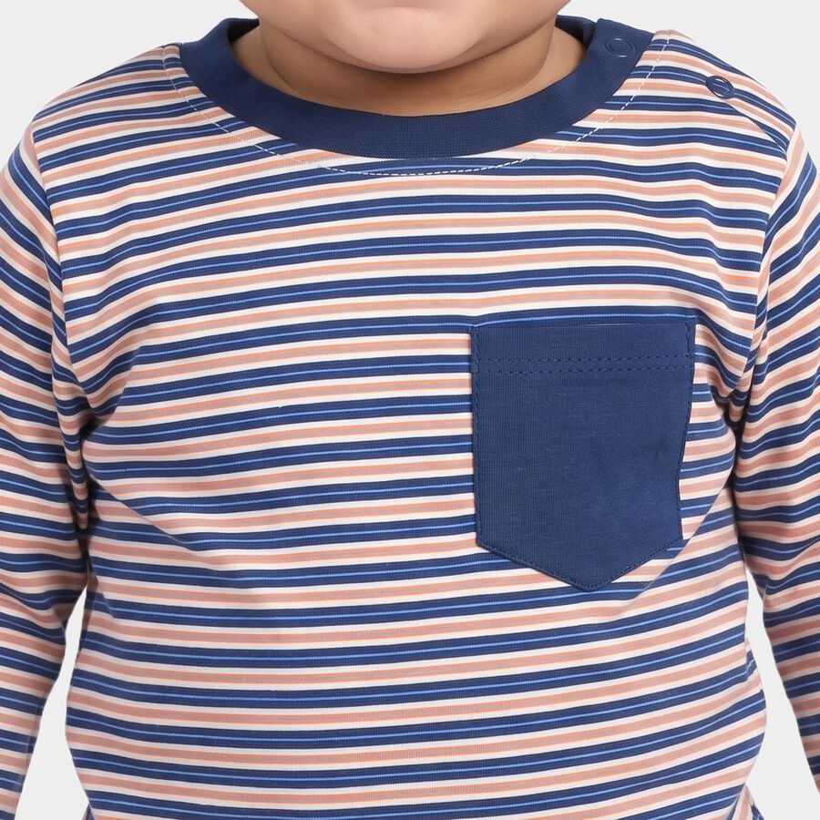 Infants Navy Blue Cotton Round Neck Regular T-Shirt, नेवी ब्लू, large