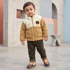 Infants Beige Stand Collar Zip-Up Sweatshirt, Beige, small