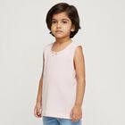Girls Soft Pink Cotton Round Neck Sleeveless Vest, Peach, small image number null