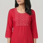 Women's Fuchsia Round Neck EmbroideFuchsia Kurta, Fuchsia, small