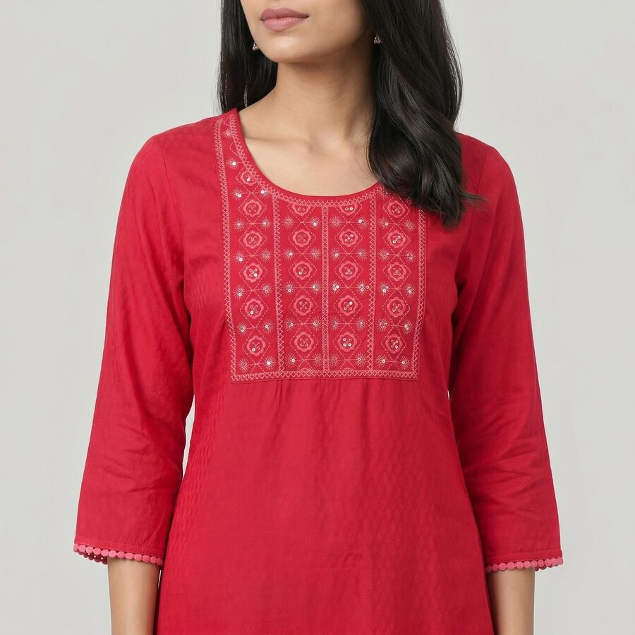 Women's Fuchsia Round Neck EmbroideFuchsia Kurta, Fuchsia, large