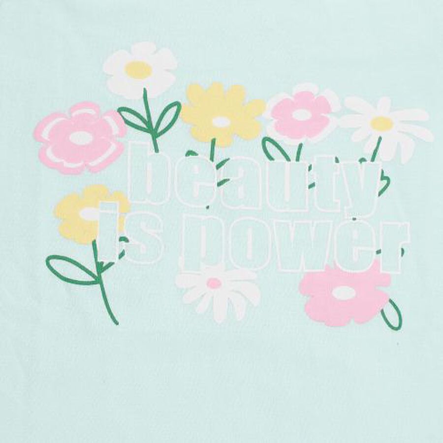 Girls Light Mint Green Round Neck Casual Capri Set, हल्का हरा, large image number null