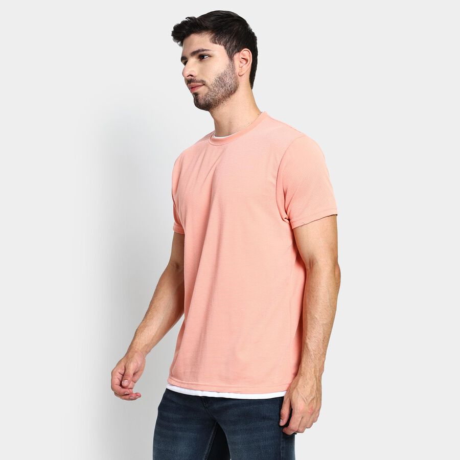 Men's Round Neck Half Sleeves T-Shirt , Coral, large image number null