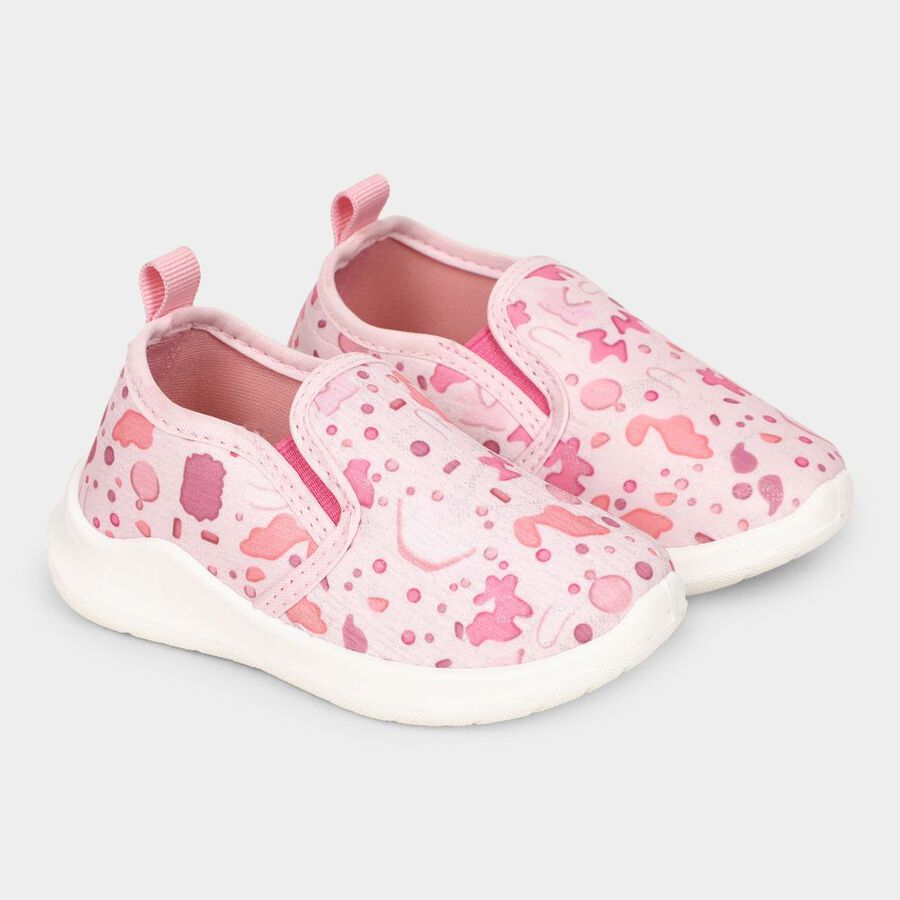 Girls Pink Printed Slip-On Sneakers, Pink, large