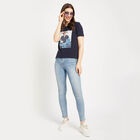 Embellished Round Neck T-Shirt, Navy Blue, small image number null