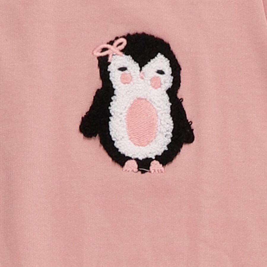 Girls Muted Dusty Pink Round Neck Casual Hipster Set, Light Pink, large image number null