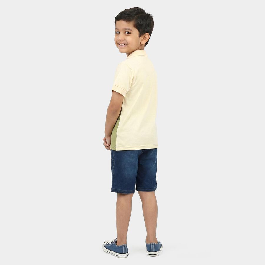 Boys Olive Green Cotton Polo Neck Colorblocked Baba Suit, Olive, large