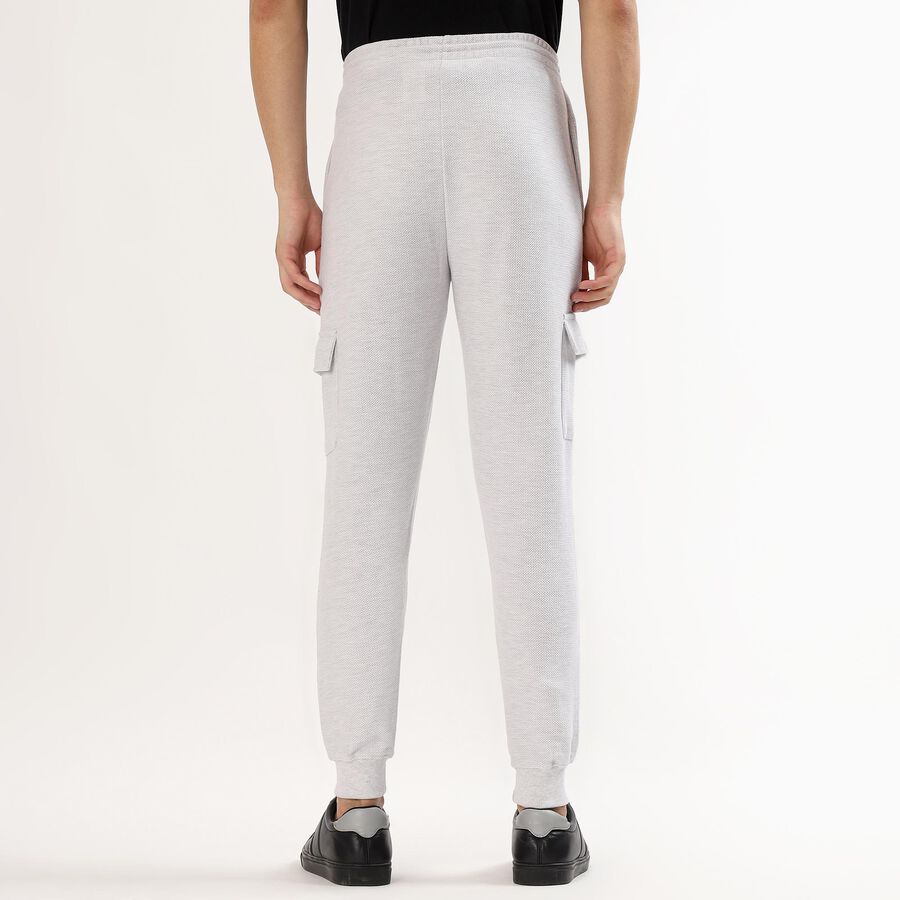 Men's Light Ash Grey Relaxed Fit Cargo Track Pants, Melange Light Grey, large image number null