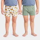 Boys Olive Green Regular Fit Solid Trunks, Olive, small
