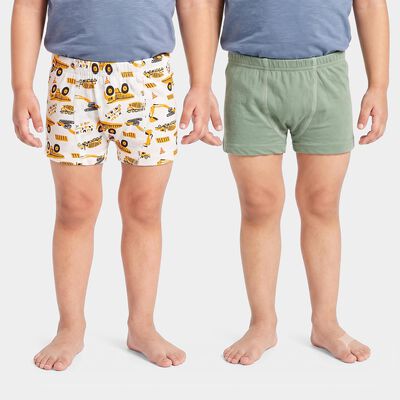 Boys Olive Green Regular Fit Solid Trunks