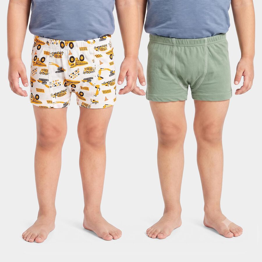 Boys Olive Green Regular Fit Solid Trunks, Olive, large