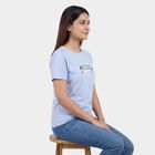 Women's Light Blue Round Neck Casual T-Shirt, Light Blue, small