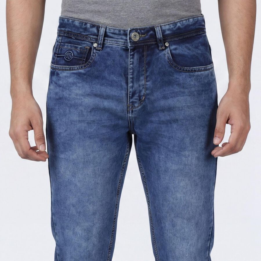 Men's Light Blue Slim Fit Stretchable Jeans, हल्का नीला, large